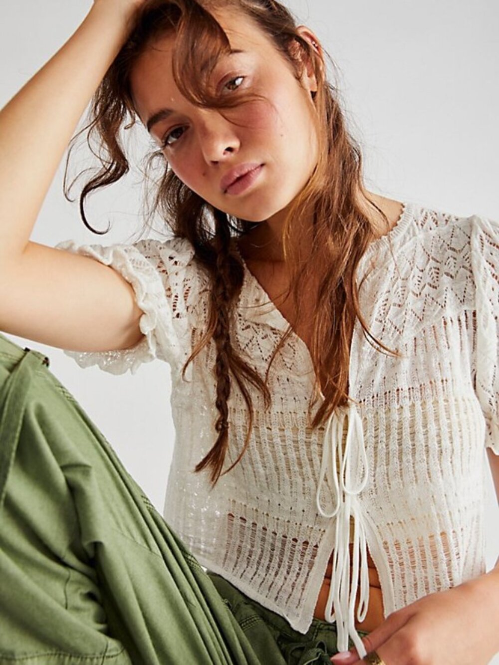 Free People Lucie Sweater, White, Size Small